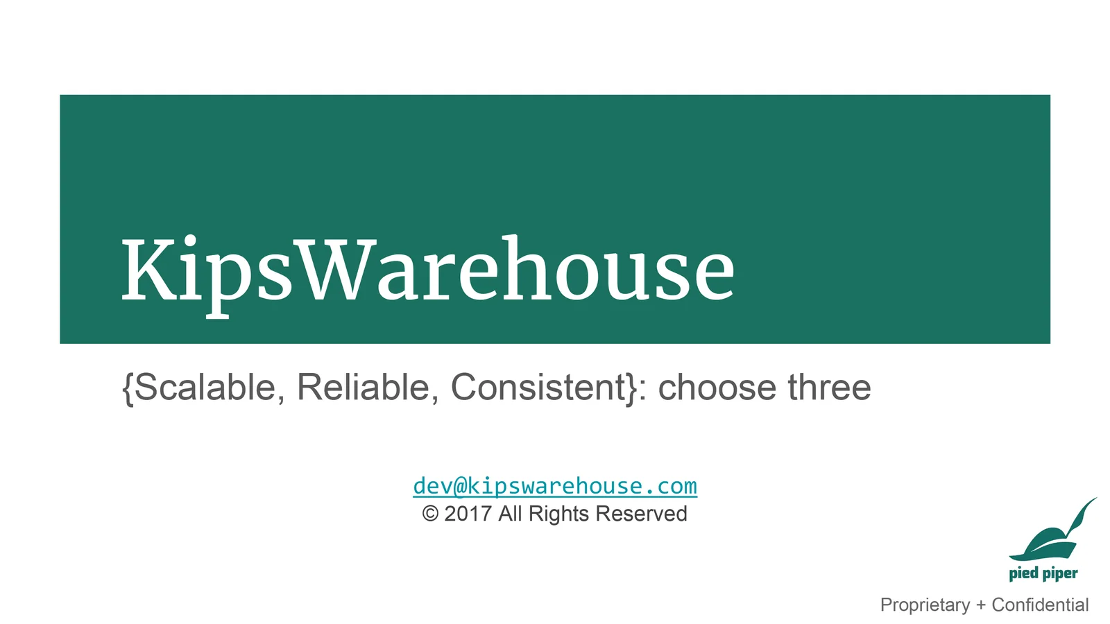 Kip’s Warehouse: Building Scalable, Reliable, Consistent Web Application from the Ground Up